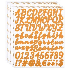 Alphabet Letters Numbers Stickers, Self Adhesive Cursive, Orange 6 Sheets