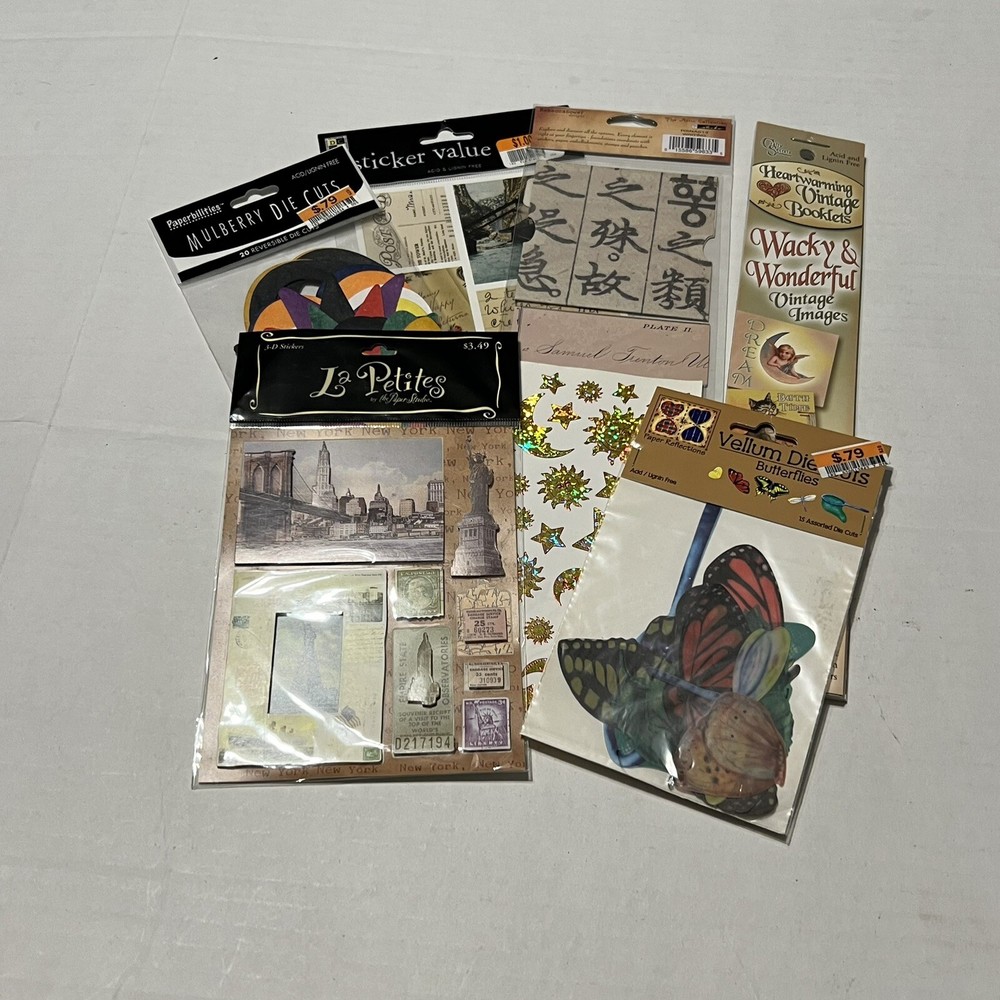 Lot of 7 Packages Craft Scrapbook Stickers Variety Of Themes