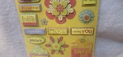 Scrapbooking 3D Chipboard Stickers Title Tags BloomsFlowers NEW K&Company 16 Pcs