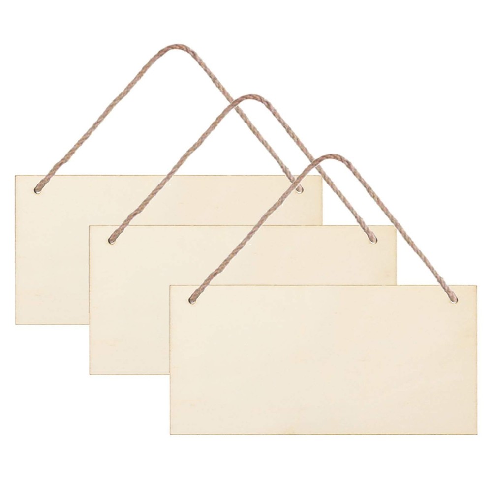JANOU 3pcs Unfinished Wood Sign Blank Rectangle Hanging Wooden Plaque DIY Cra…