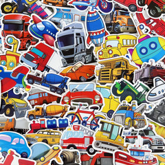 Transportation Stickers Pack 200 Pcs – Vehicle Stickers for Kids Party Favors