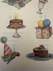 Vintage 1990s Mary Engelbreit Birthday Sticker Sheet 8 NOS Melissa Neufeld Ink