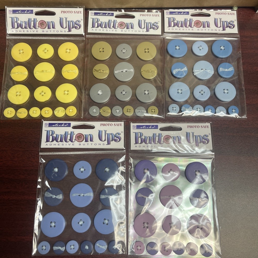 Sticko Button Ups Adhesive Buttons 5 packages different colors