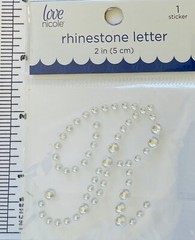 Letter Cursive R Rhinestone Sticker 2″ Clear Crystal Scrapbook Monogram Bling