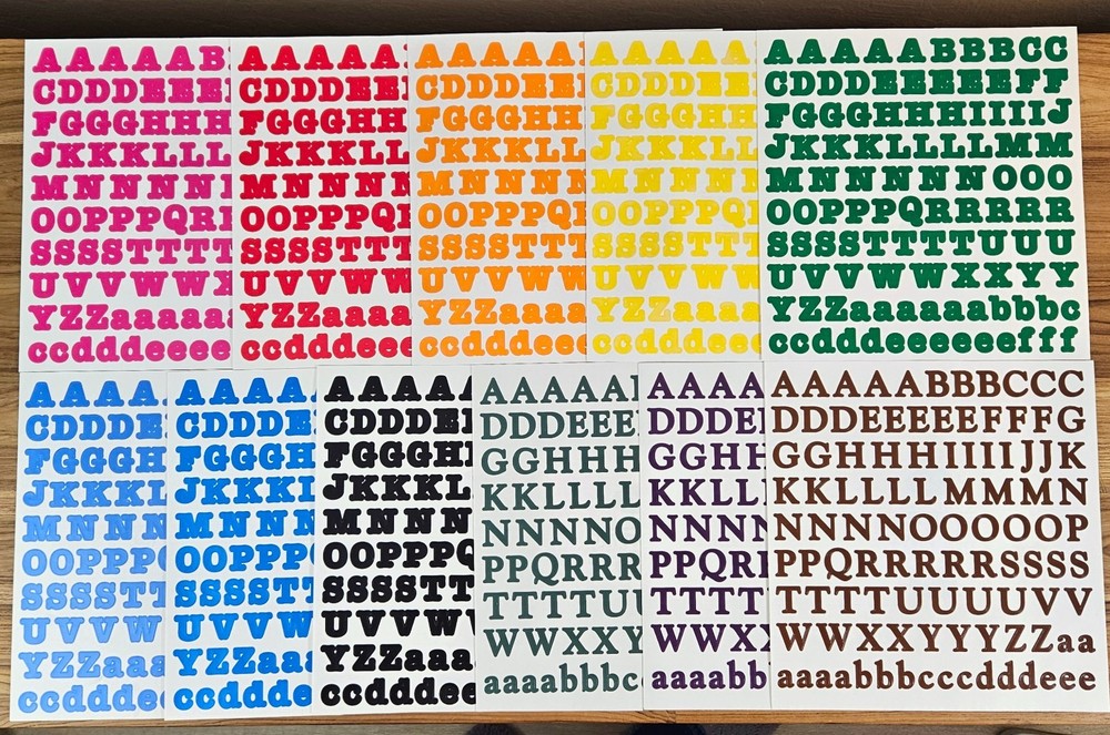 Creative Memories Large ABC/123 Letters, Lot of 11 Sheets, All Different, NEW