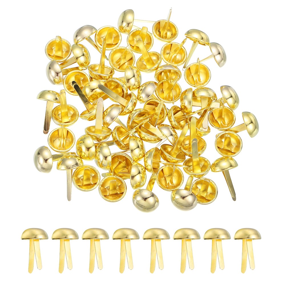 80Pcs Brads Paper Fasteners, 12×20 mm Metal Round Head Split Pins, Golden