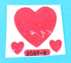 Vintage 80’s Sticca Pink Glitter Hearts Sticker Mini Mod W Number Stamp