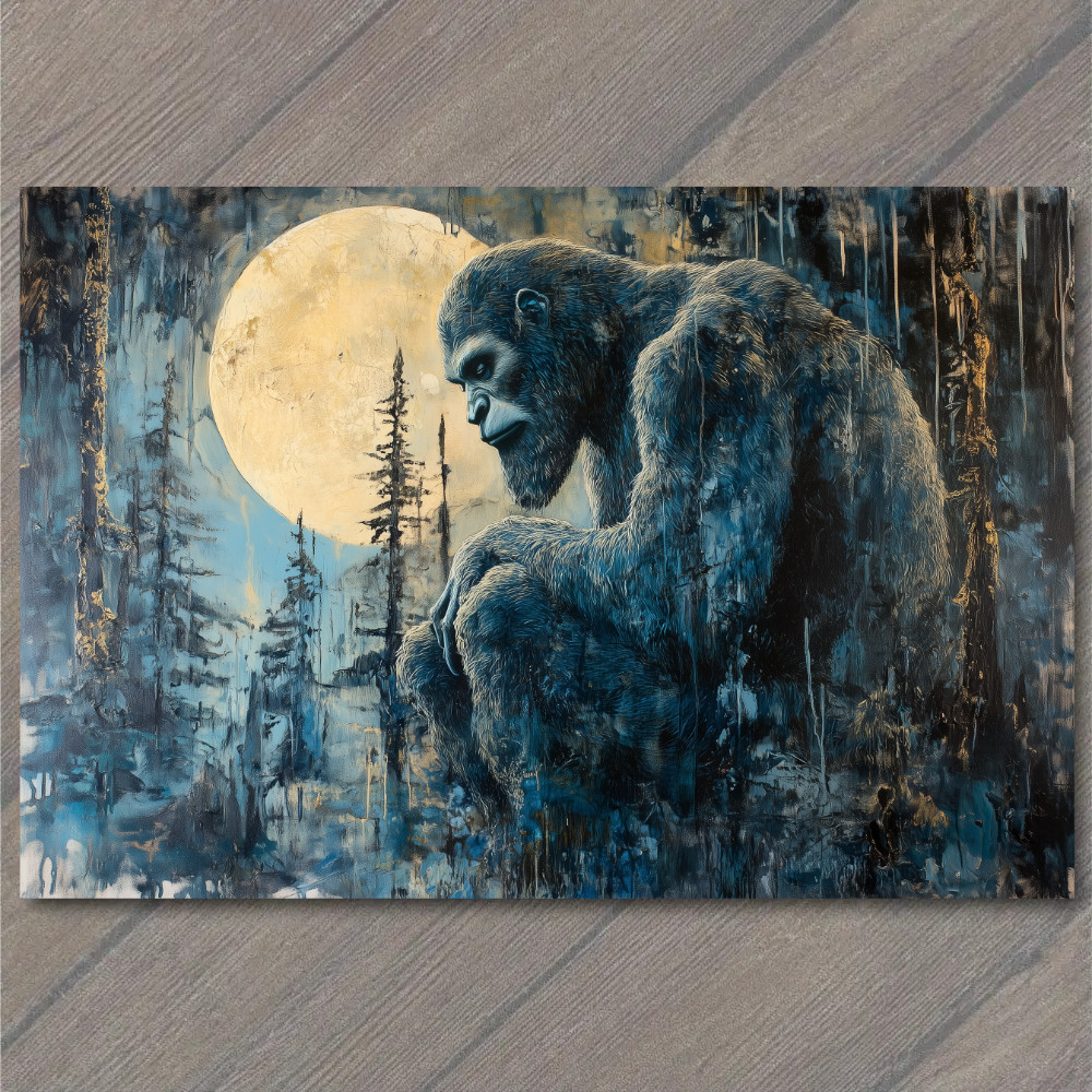 STICKER Bigfoot Walking at Sunset Majestic Forest Scene Mythical Creature Yet