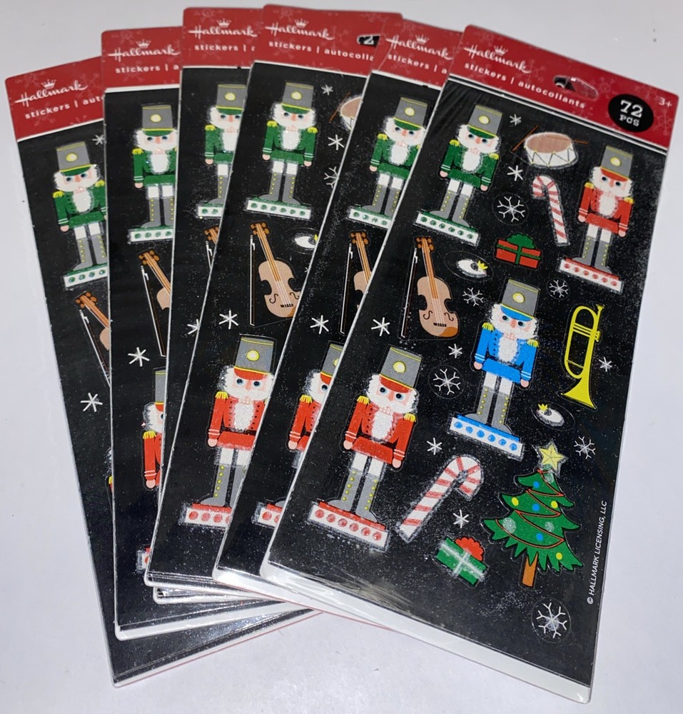 6-Packs! Hallmark Glitter Christmas Nutcracker Sticker Packs – 432 Stickers