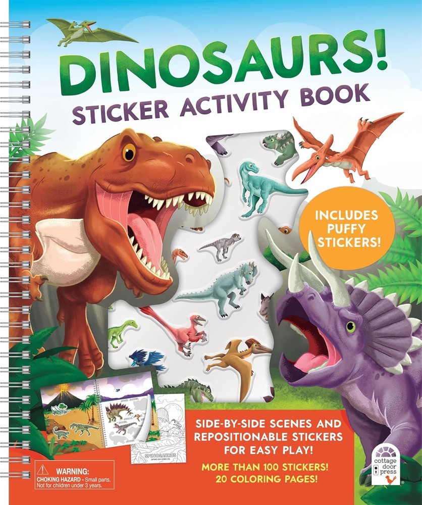 Dinosaurs! Sticker Activity Book – 100 Stickers Including Puffy, 20 Coloring Pag