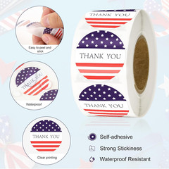 American Thank You Stickers, 500PCS American Flag Stickers, 1 Inch round Thank Y