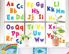 9 Sheet Alphabet Letters Window Clings 26 Uppercase & Lowercase Letters Reusa…