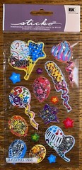 RARE Sticko Colorful Balloons W/ Glitter Confetti Stars Birthday Party Stickers
