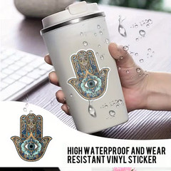 Fatima Hamsa Hand of Protection Vinyl Sticker 3+1/4 x 2+1/2-inch FREE SHIPPING