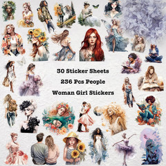 People Scrapbook Sticker Set (30 Sheets, 236 Assorted Pieces) – Journaling Scrap
