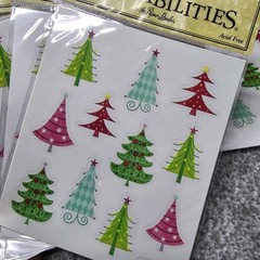 Paper Studio Stickers STICKABILITIES Christmas Retro Trees Lot Of 12 Pks 22 Pc