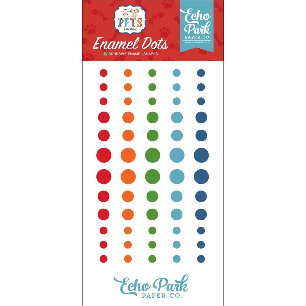 Crafts Enamel Dots EP Pets Bright Red Orange Green Blue Sticky Back