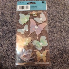Butterfly Butterflies Yellow Purple Green Blue Vellum Jolee’s Boutique Stickers