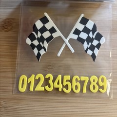 Foamies 3D Foam Stickers Sports Cars Racing Flag Trophy Numbers Car