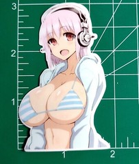 Super Sonico Sticker, anime girl laminated vinyl decal