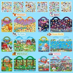 6 Sets 3D Reusable Sticker Books for Toddlers, Puffy Activity Books for Kids