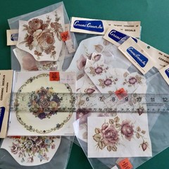 Vtg Ceramic Decals Mixed Media Water Mount Transfers Lot Q Pink Rose Floral