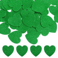 1.8″x1.8″ Heart Foam Stickers, 100Pcs EVA Glitters Foam Shape Sticker, Green