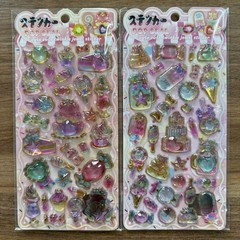 4Pcs Cute 3D Sparkle Gem Stickers Sweet Dessert Castle Epoxy Stickers for Scrapb
