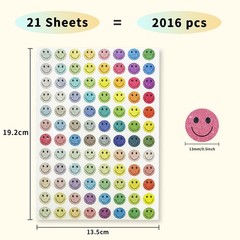 0.5 Inch Shiny Happy Face Stickers, Multicolored Circle Reward Labels