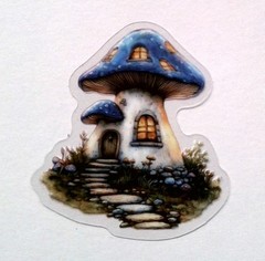 Mushroom Fairy Tale House Clear Vinyl Decal Sticker Water Resistant Laptop Gift