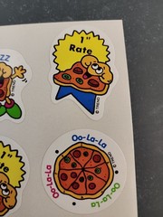 Vintage TREND Stinky Stickers full sheet 12 scratch sniff smell T-173 PIZZA