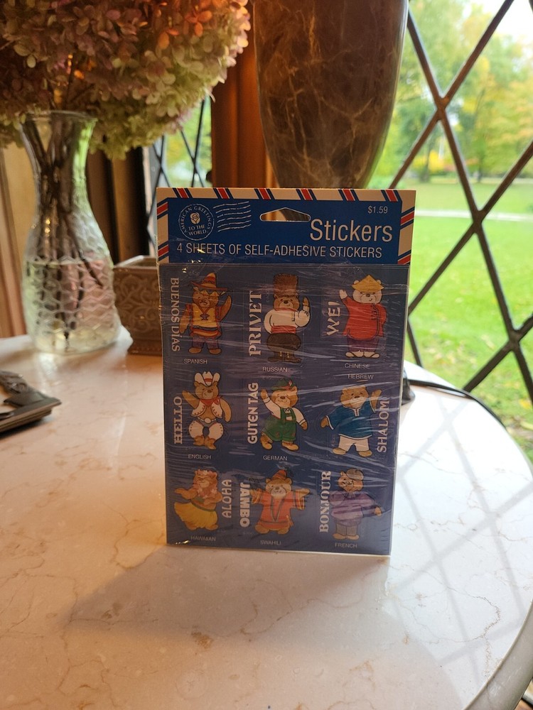 Vintage American Greetings Bears of Many Countries Stickers 4 sheets NIP