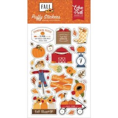 Crafts EP Puffy Stickers Fall Red Barn Scarecrow Pumpkins Sunflowers Apples Fun