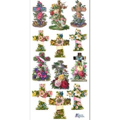 Violette Stickers – Floral Cross – 1 Decorated Religious Sticker Sheet – Crafts
