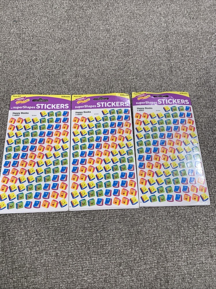 TREND Happy Books superShapes Stickers, 800 Per Pack, 3 Packs