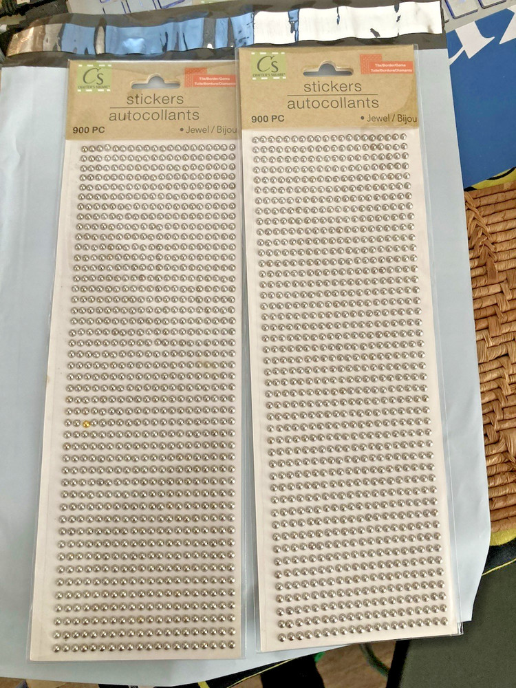 2 packs Crafters Square 900 pcs 3 mm Self Adhesive Round Gems, Metallic Silver