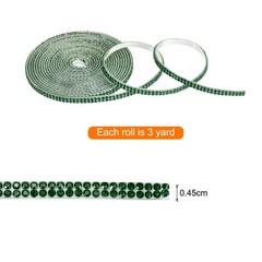 0.2 Inch Self Adhesive Rhinestone Strips 3 Yard for Crafts,Dark Green