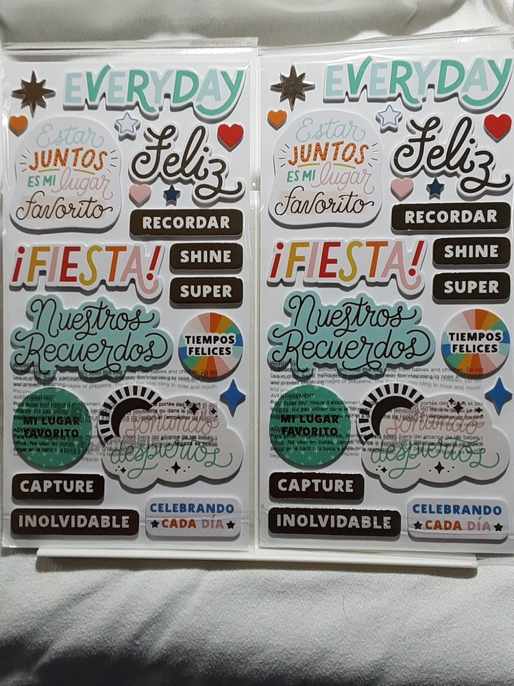 NEW American Crafts Thickers Shine Bright 46 Sentiments Spanish/English 2 Pkges