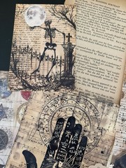 Vintage Gothic Apothecary Ephemera Bundle Junk Journal Kit Witchy Halloween