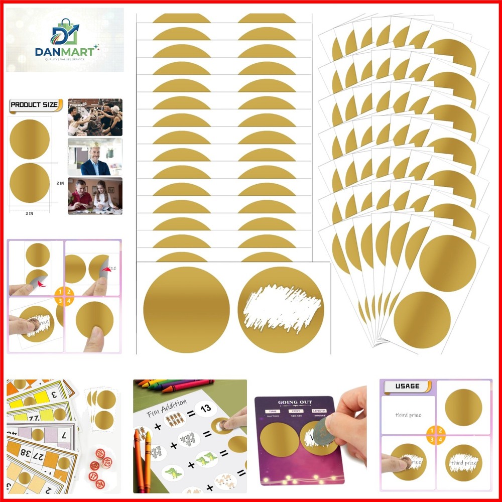 100 Pcs Scratch Off Stickers Sitckers 2 inches Round Self Adhesive Scratch Of…