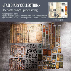 90Pcs Tag Label Scrapbook Stickers for Junk Journal Ephemera, PET Number Sticker