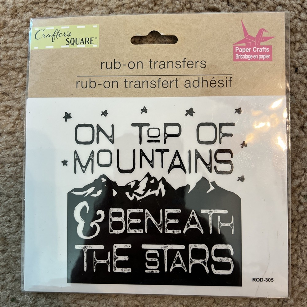 *Crafter’s square Rub On Transfers On Top Of Mountains And Beneath The Stars