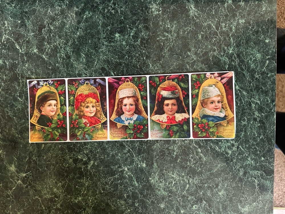 1 Sheets 5 Total Vintage Brier Rose Antique Victorian Christmas Bells Stickers