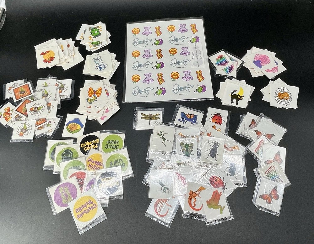 Kids Temporary Tattoos Lot Halloween Bugs Butterflies Teachers Lot 250pcs VTG