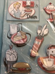 #830 Mom’s Diner RETRO 3D Scrapbook Stickers Cookbookin’ Appetizing Accents
