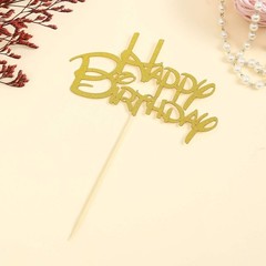 Black Happy Birthday Cake Topper – Black Glitter Birthday Party Cake Decorati…