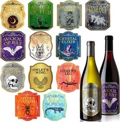 Halloween Wine Label Witch Bottle Stickers Apothecary Potion Decal – You Choose