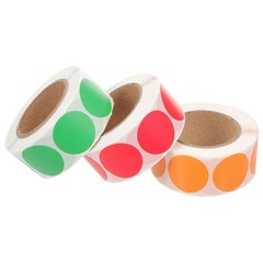 3 Rolls Round Labels Colorful Dot Stickers Coloured Sticky Circle Thermal