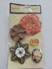 FLORAL embellishments decoration lot of 6 (various brands) recollections craft