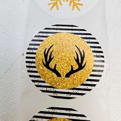 GOLD & BLACK SNOWFLAKE CHRISTMAS ENVELOPE LABELS STICKERS 1.5″ ROUND 1000 Pack